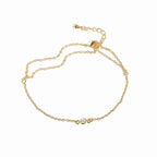 B0094 Simple Versatile Zircon Finger Bracelet for Women Brass Gold-Plated Ring Set Chain