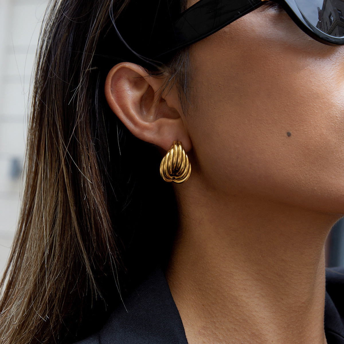 2H Heart-shaped Earrings for Women, Non-fading Stainless Steel Earrings