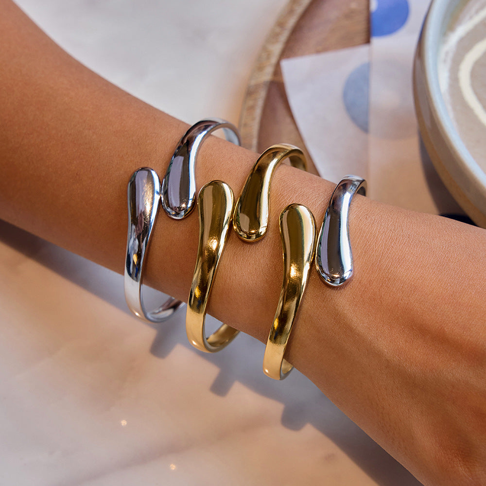 2H Stainless Steel Spring Bracelet Stainless Steel Jewelry for Women Non-Fading