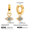 Gold-Plated Evil Eye Turquoise Stainless Steel Necklace — close-up detail — jewelry finish and design detail