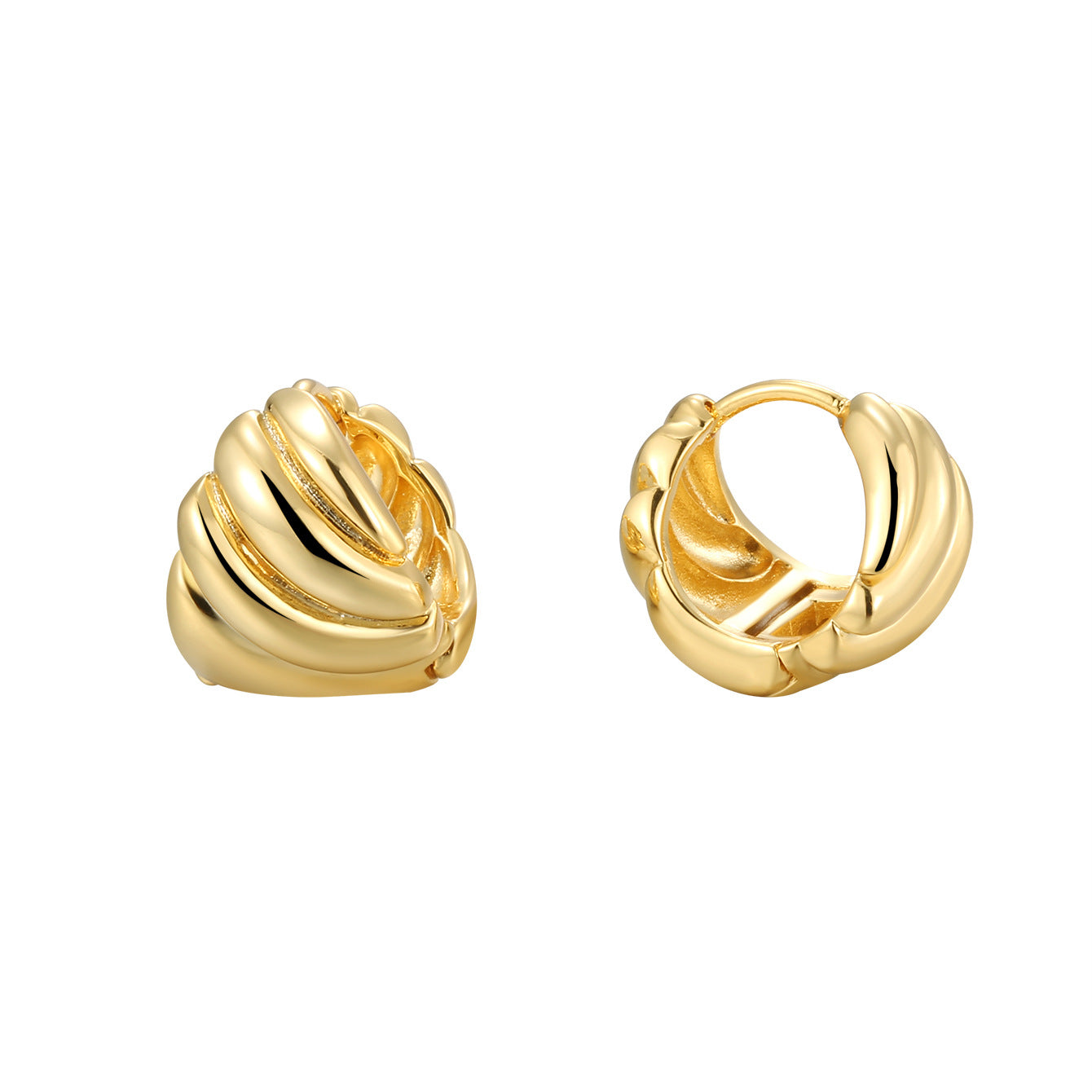 E0025 Croissant Smooth Earrings for Women Simple Brass Gold-Plated Personality Ear Jewelry