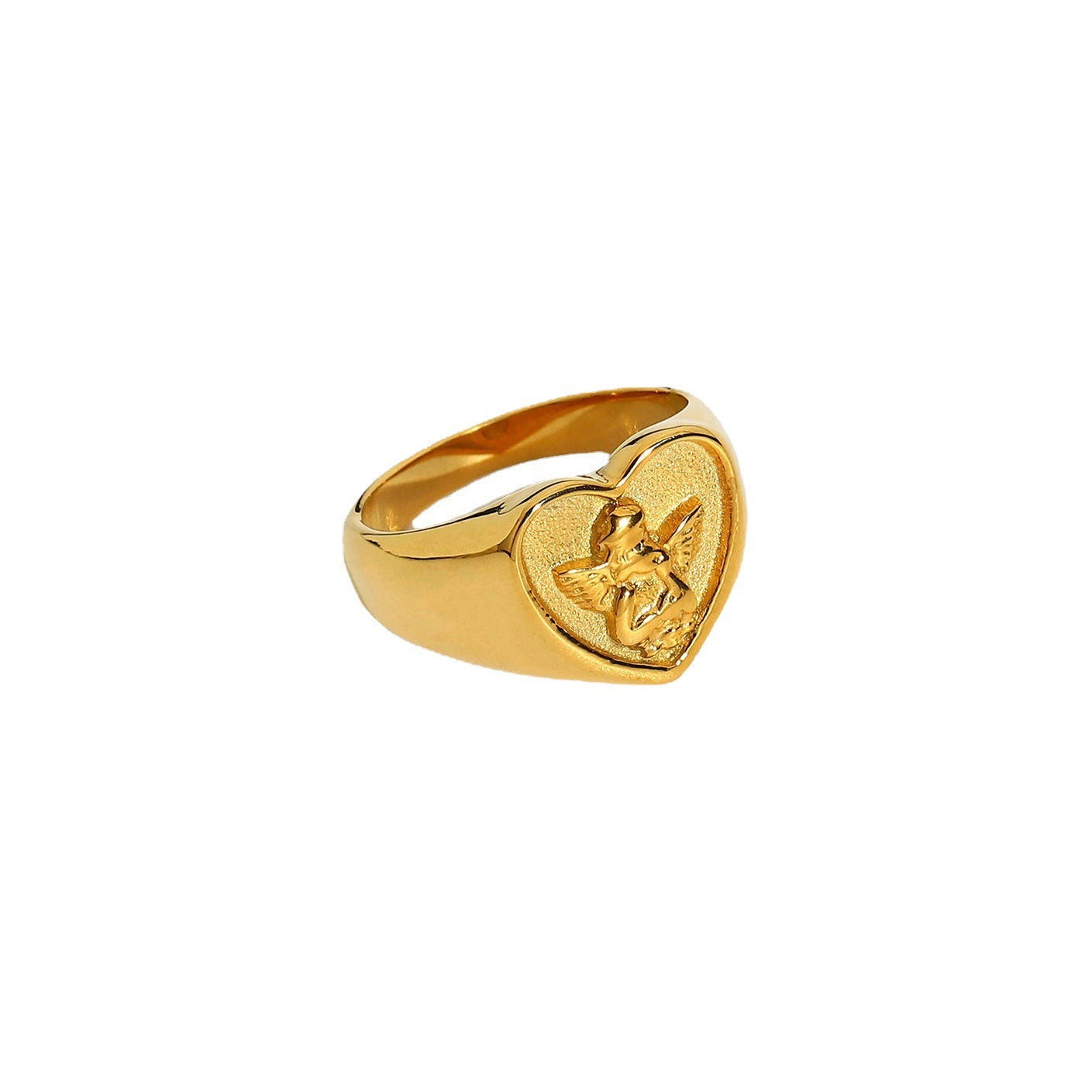 Exquisite Round Angel Ring Waterproof Jewelry18k Gold Plated Stainless Steel Cupid Women's Model