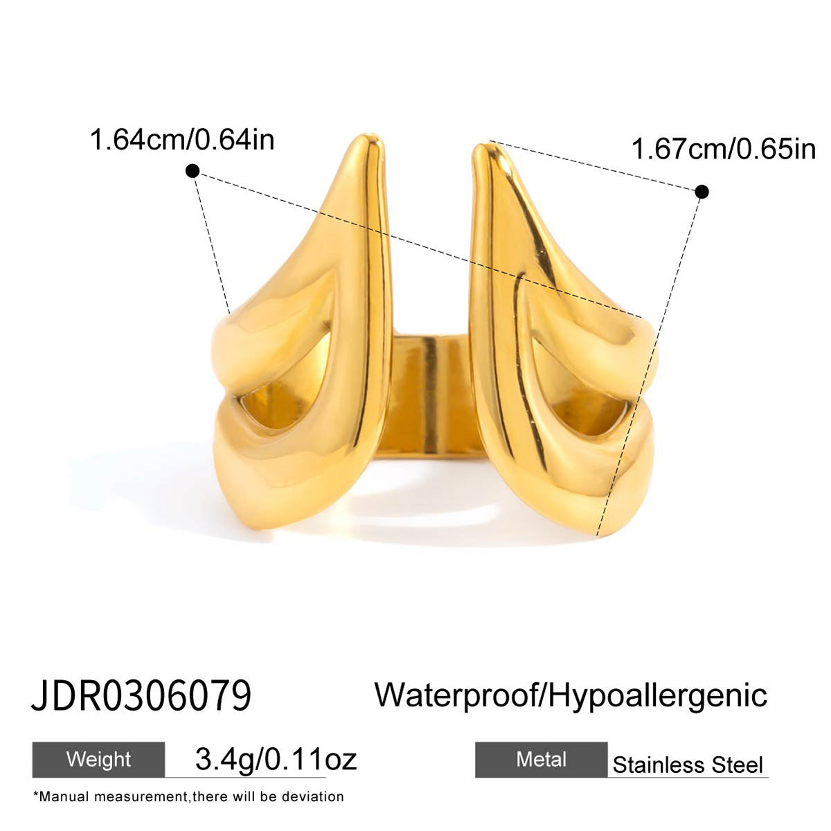 gold Stainless Steel Ring Jewelry for Women, Non-Fading ring