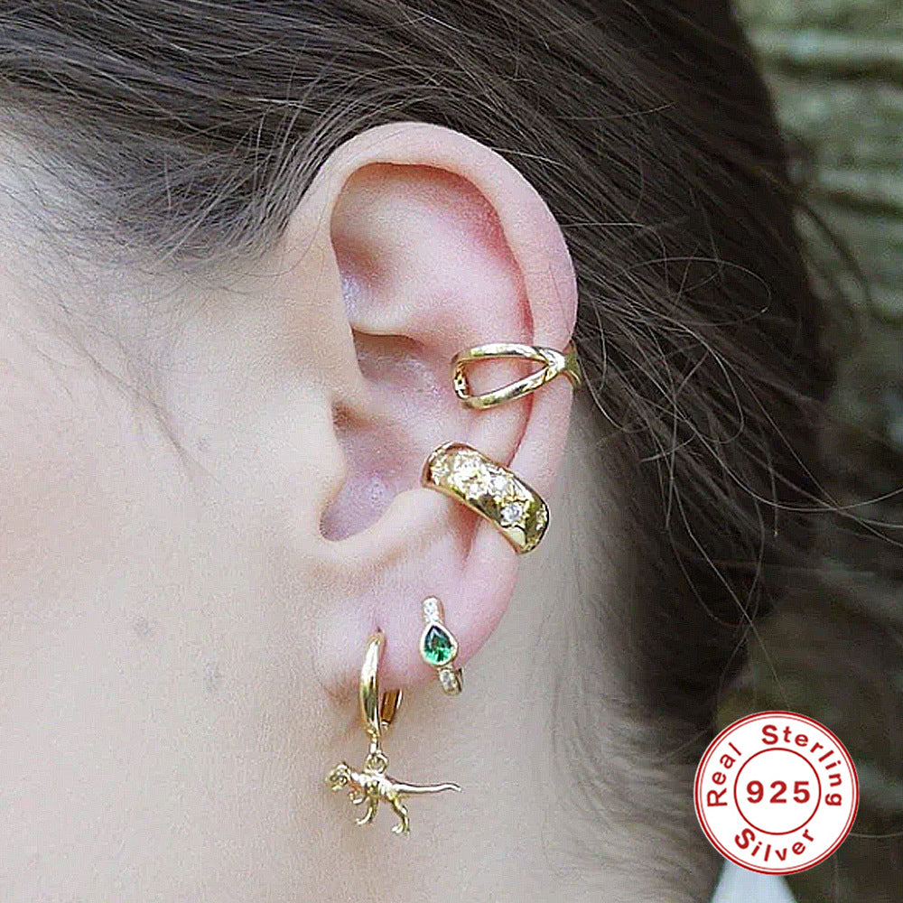 2025New S925Pure Silver Classic Hot-Selling Eight-Pointed Star Zircon Hoop Earrings Ear Clips Earrings Jewelry for Women