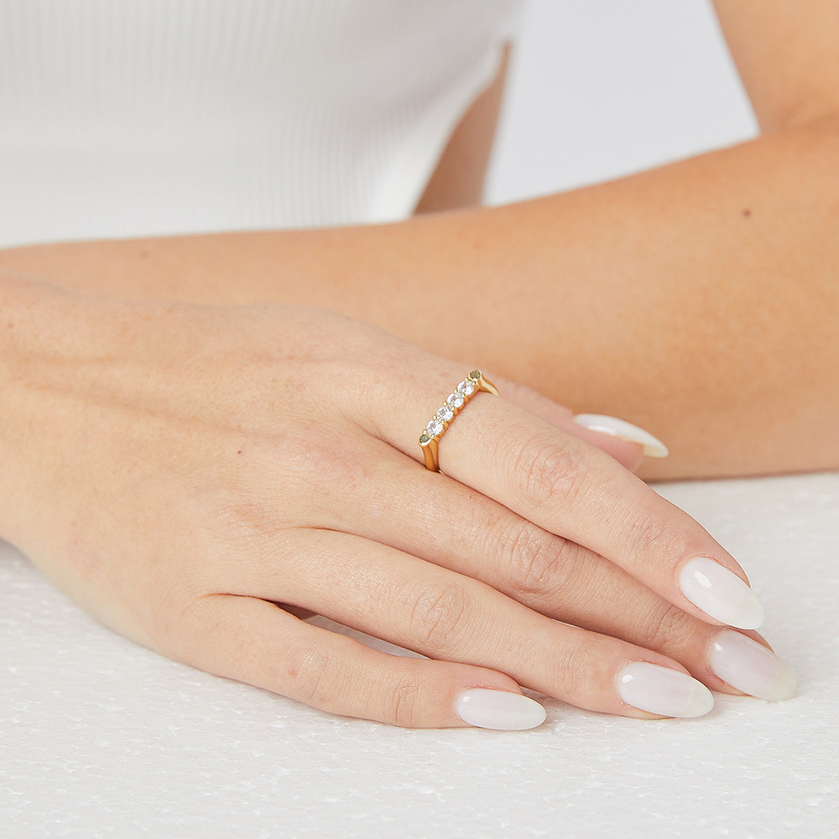 R0209 Gold-plated Copper Ring Stackable Row Drills Hot-selling Accessories