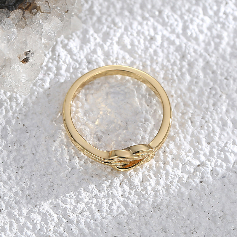 R0563 Simple and Unique Design Knot Ring for Women, Copper Plated with Real Gold, Fashionable Ring