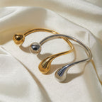 18k Gold Stainless Steel Asymmetric Open Bracelet Trendy Versatile Jewelry