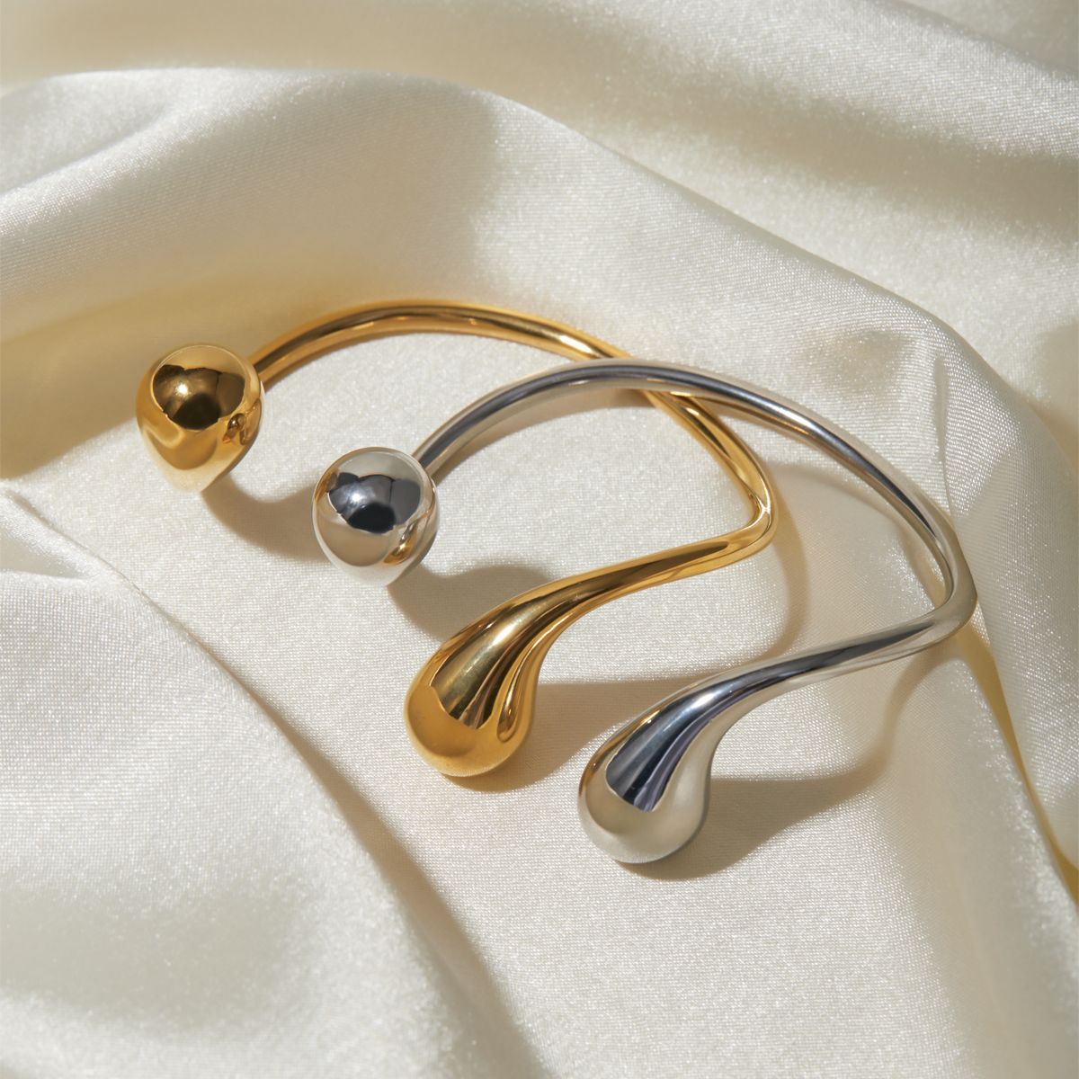 18k Gold Stainless Steel Asymmetric Open Bracelet Trendy Versatile Jewelry