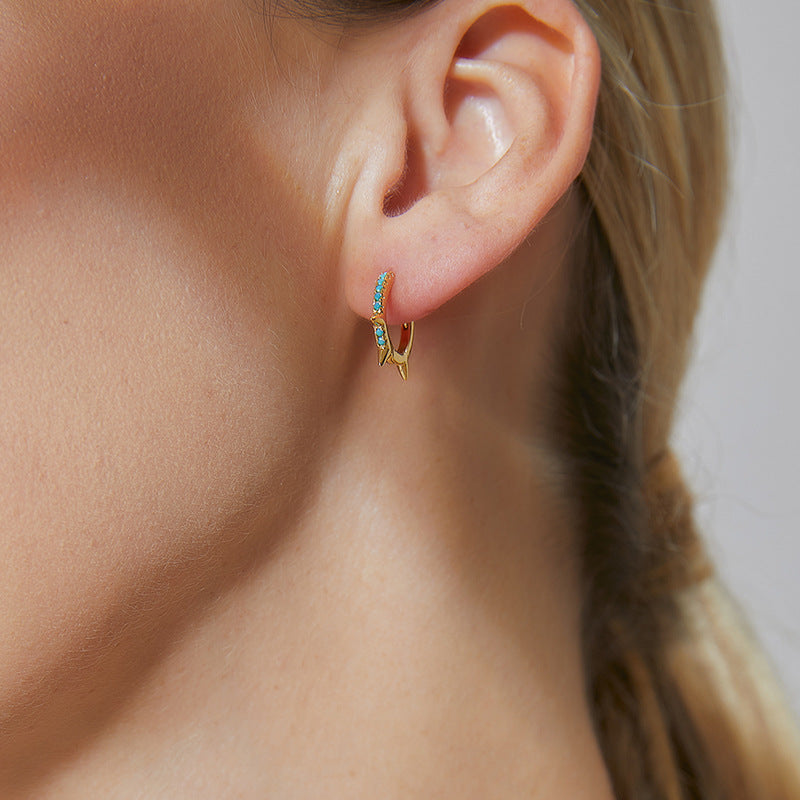 CYE0516 Fashion Punk Style Hip-Hop Unique Earrings for Women Blue Turquoise Minimalist Earrings