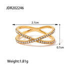 Simple Cross Inlaid Diamond Ring for Women, Stylish and Versatile Tail Ring, Fashionable and Personalized, Non-Fading Ring