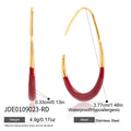 Gold-Tone Stainless Steel Hoop Earrings with Teardrop Enamel Detail with gold-tone stainless steel construction