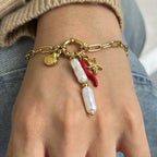 2H Stainless Steel Ocean Sailor Buckle Necklace Design Pearl Pendant Necklace Fashion Jewelry for Women