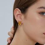 E0532 Christmas Ornaments Elk Shape Stud Earrings for Women Copper Plated Real Gold Zircon Holiday Earrings