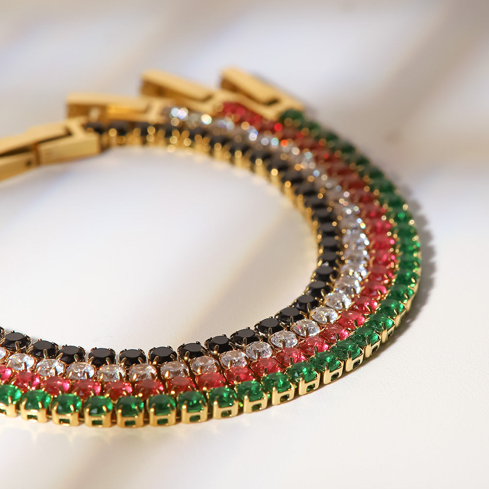 Fashionable and Versatile New Bracelet14K Gold Inlaid Full Zircon Stainless Steel Bracelet Vintage Bracelet for Women