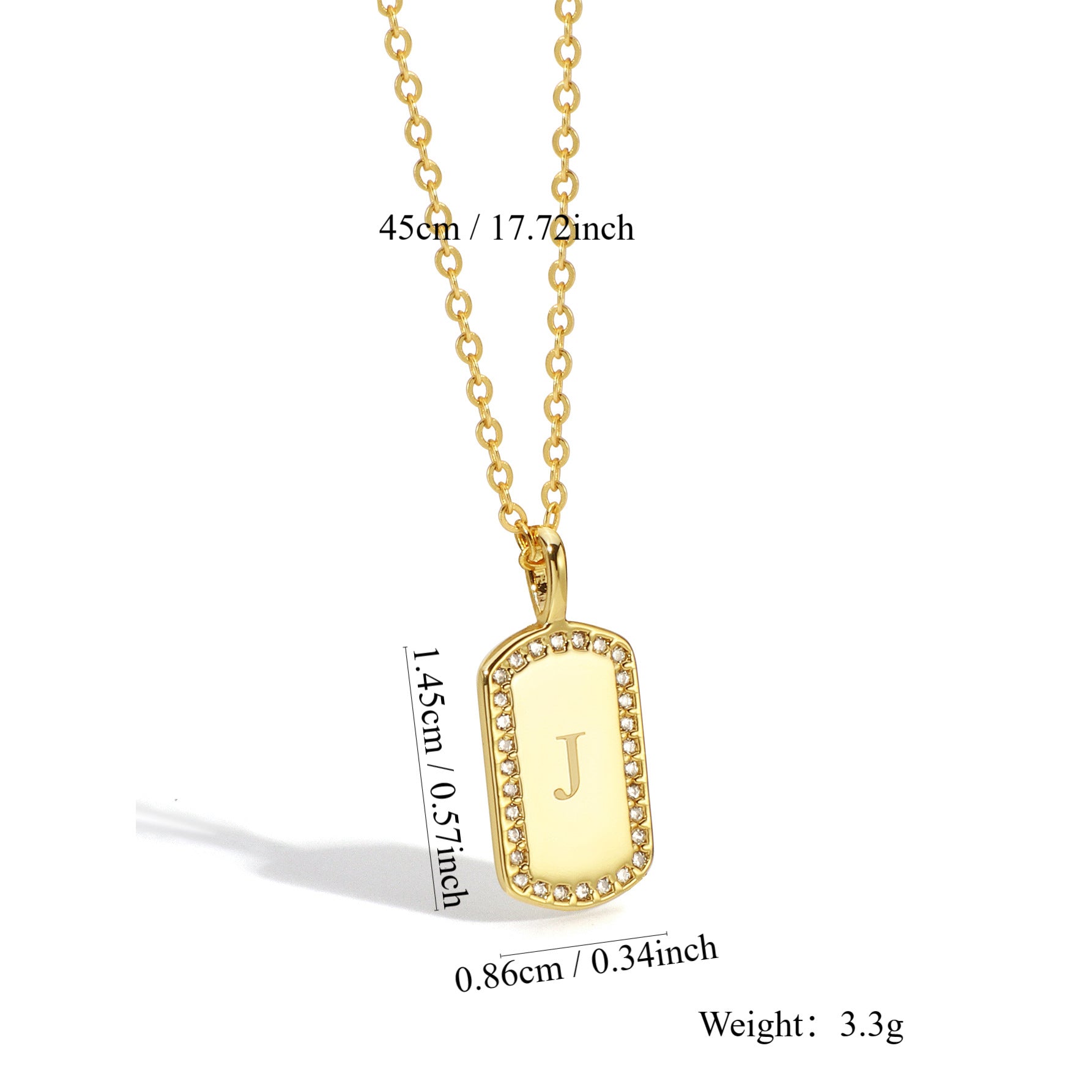 N0046 Gold-plated26Letter Square Necklace for Women, Simple Design English Choker Jewelry