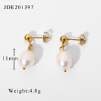 2H Stainless Steel Natural Bead Earrings Fashion New Women's Bead Pendant Earrings Jewelry