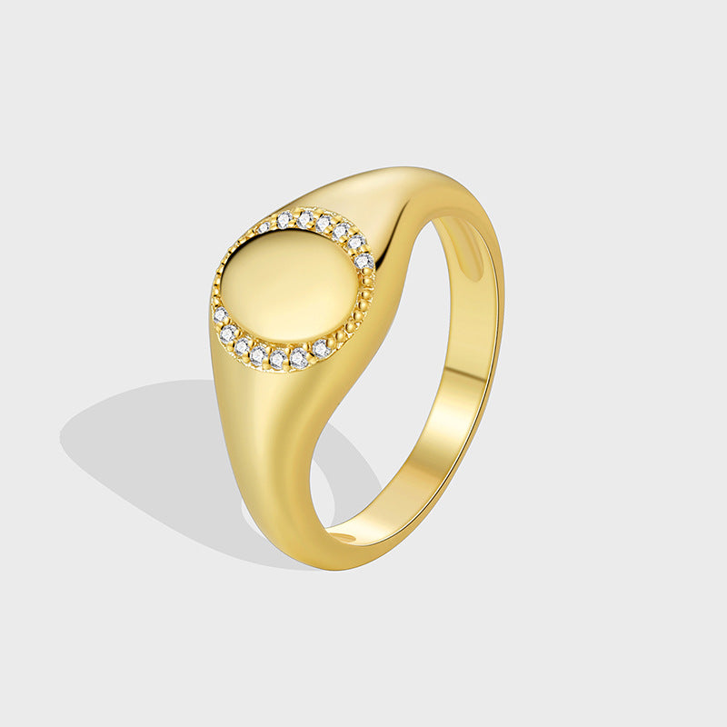 R0572 Simple Fashion Oval Micro Pave Zircon Ring for Women Minimalist