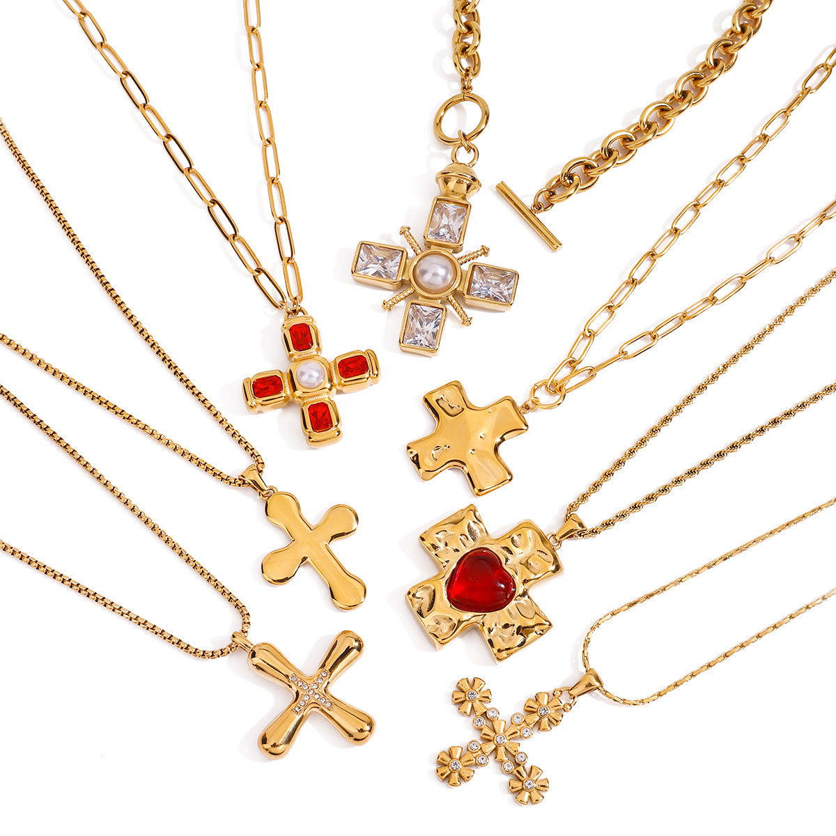 Stainless Steel Cross Necklace Non-Fading Jewelry Collarbone Chain