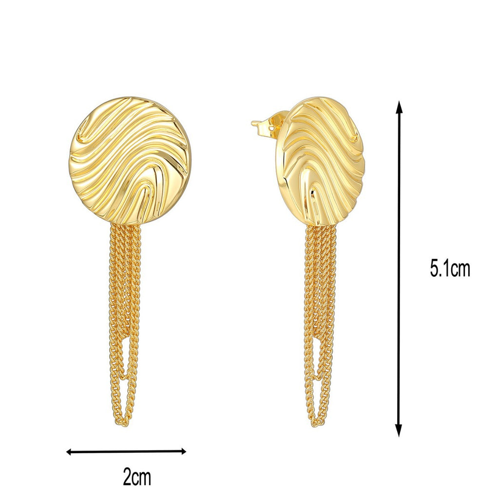 E0627 Creative Fashion Design Wave Pattern Earrings for Women Brass Gold-Plated Tassel Chain Earrings