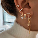 S925Sterling Silver Single Diamond Earrings Hoop Earrings Ear Clips Korean Style Earrings