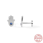 S925Sterling Silver Diamond-Encrusted Devil's Eye Flat Head Threaded Piercing Cartilage Earrings Snake Smiley Face Ear Bone Studs for Women