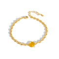Gold-Plated Brass Round Stone Chain Bracelet for curated everyday jewelry assortments — jewelry finish and design detail