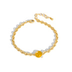 B0036 Exaggerated Natural Stone Round Bracelet for Women Bohemian Thick Chain Short Jewelry