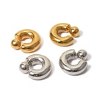 16K Gold Stainless Steel Front and Back Wear C Unique Design Earrings for Women