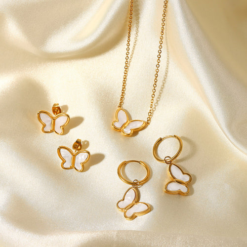 14K Gold-Tone Butterfly Minimalist Stainless Steel Necklace with butterfly design details