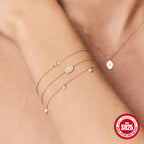 S925 Sterling Silver Red Rope Bracelet Diamond Pendant For Women