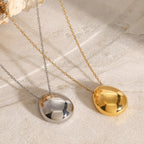 2H Stainless Steel Simple Round Pendant Necklace Commuter Choker Autumn Winter Versatile Accessory