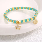 CYB0232 Copper plating14k Golden Star Zircon Bracelet Design Star Beads