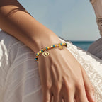 B0268 Bohemian Infinity Love Zircon Beaded Rose Quartz Blue Turquoise Bracelet