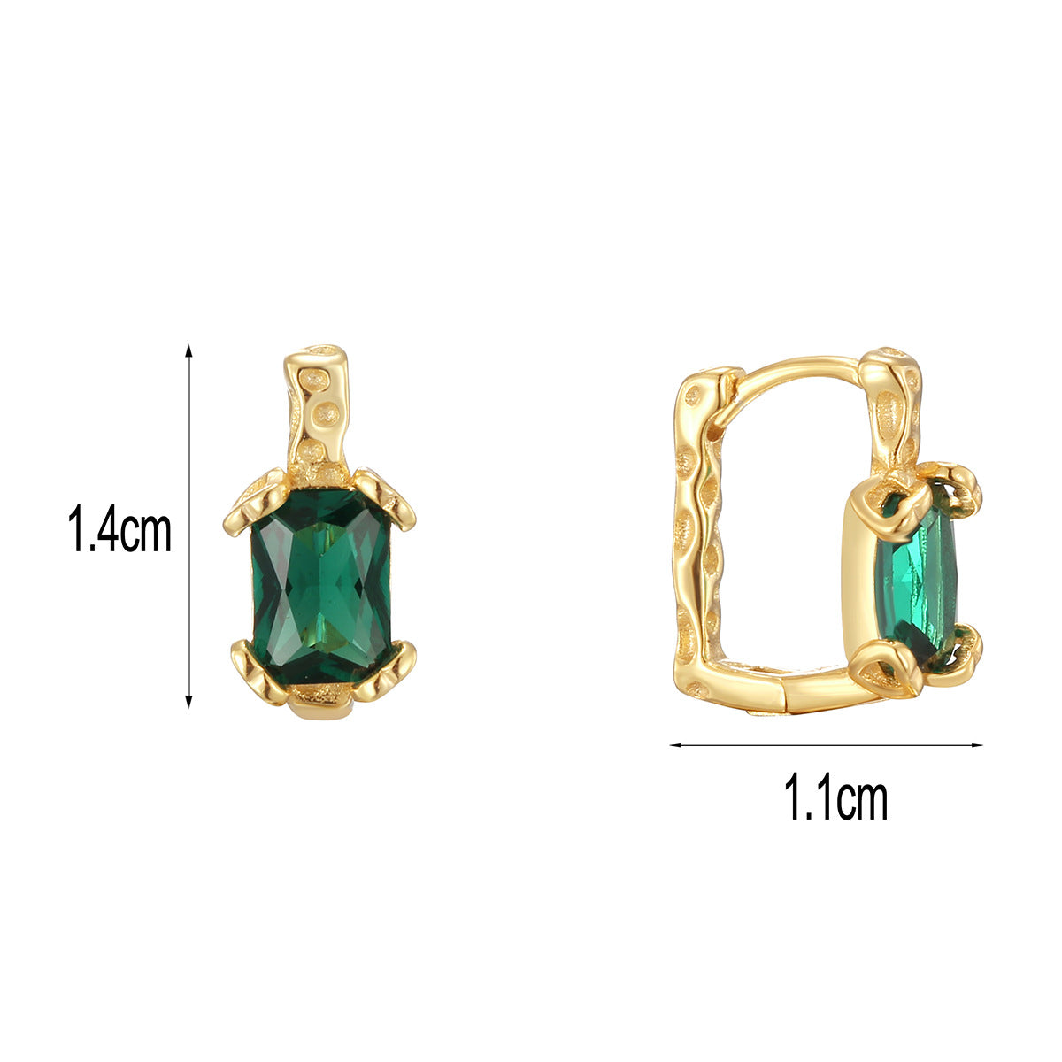 SE0329 S925Silver Original Retro Design Green Zircon Hoop Earrings Sweet Cool Earrings