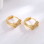 E0672 Fashion Design X Shaped Earrings Women's Micro-encrusted Zirconia Simple Ear Buckle