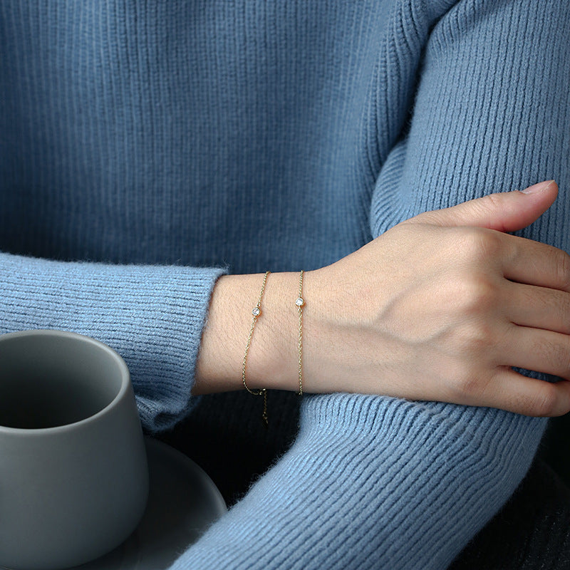 B0019 Minimalist Cool Style Zircon Bracelet Layered Basic Necklace Gold-plated Jewelry