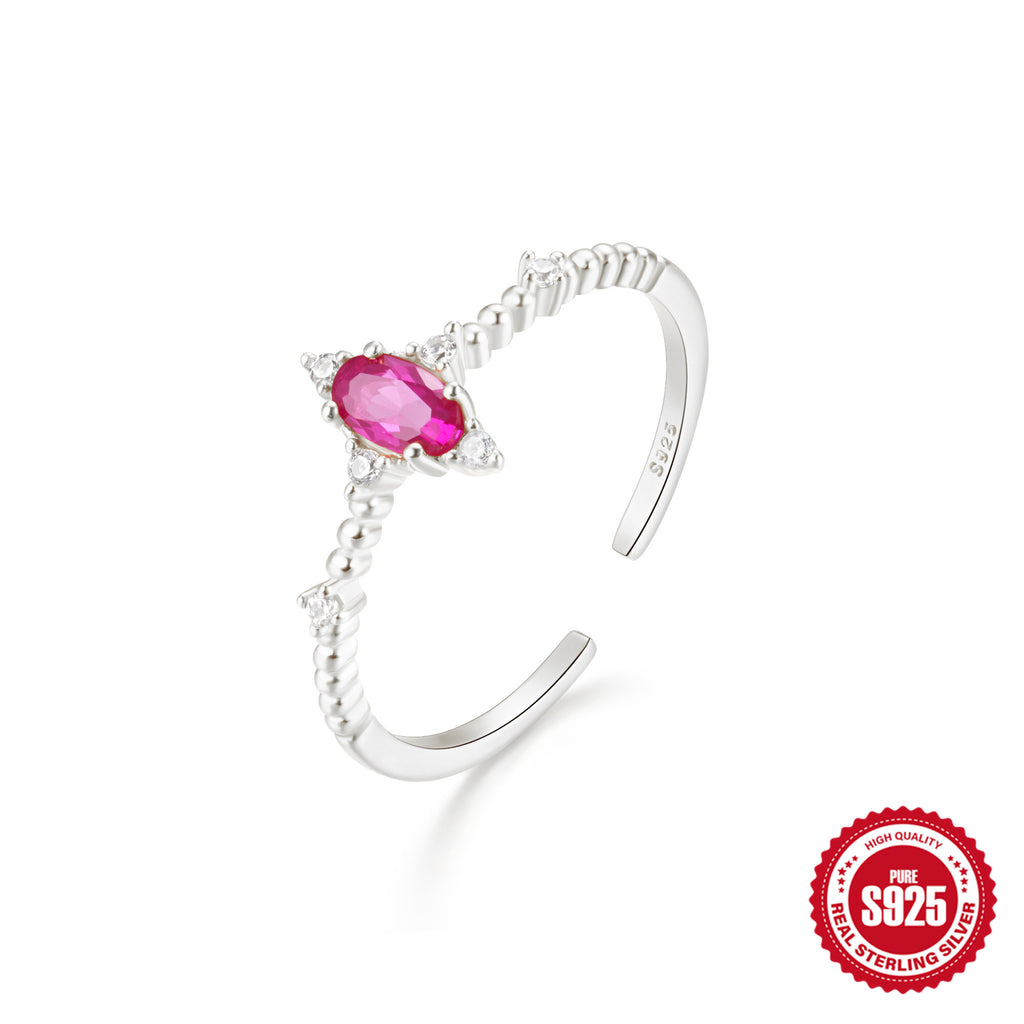 New Product S925Sterling Silver Ring Japanese and Korean Design Sense Geometric Zircon Ring Fashion Open Index Finger Ring