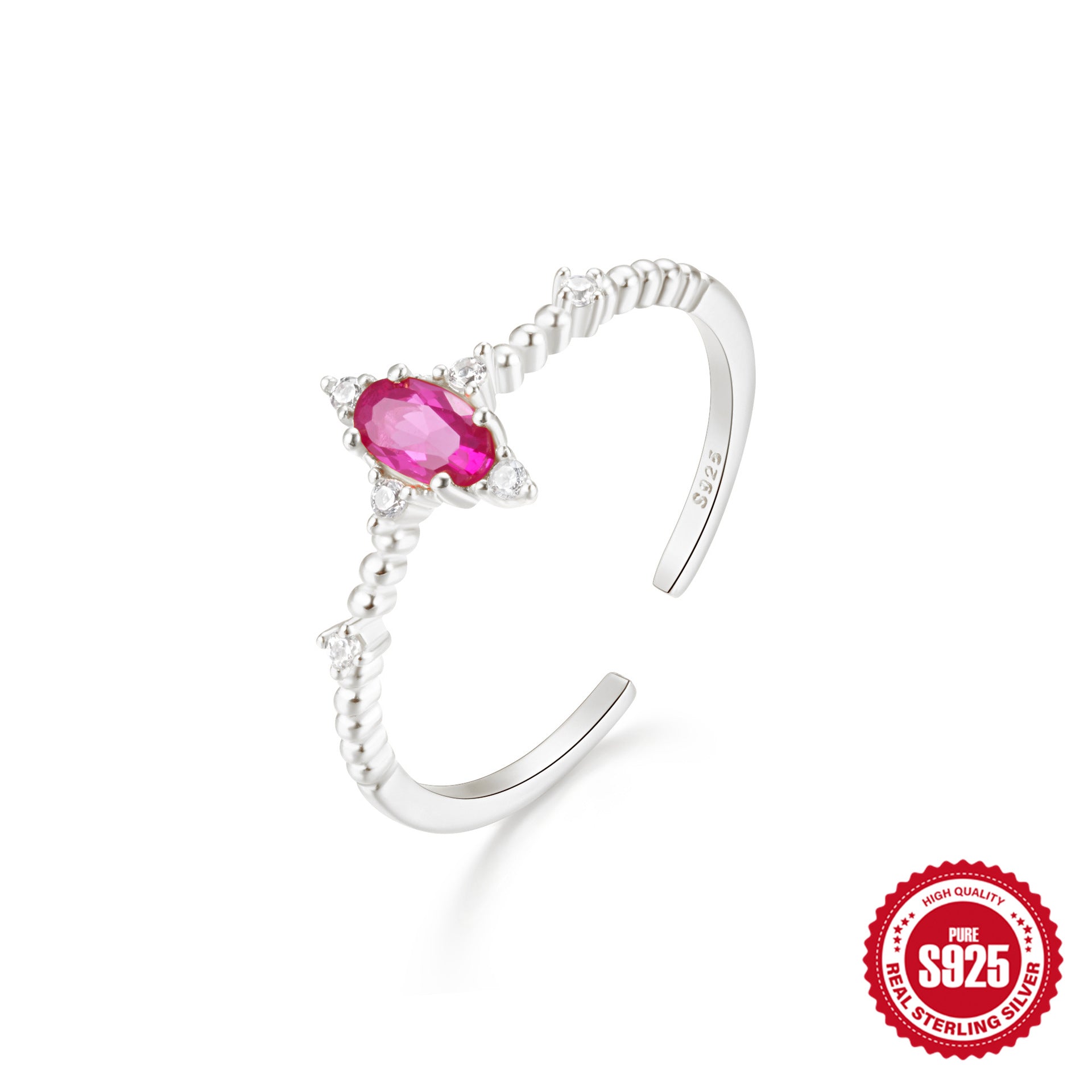 New Product S925Sterling Silver Ring Japanese and Korean Design Sense Geometric Zircon Ring Fashion Open Index Finger Ring