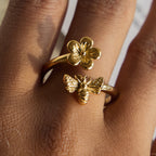 2H Insect Ring Non-Fading Stainless Steel Jewelry for Women