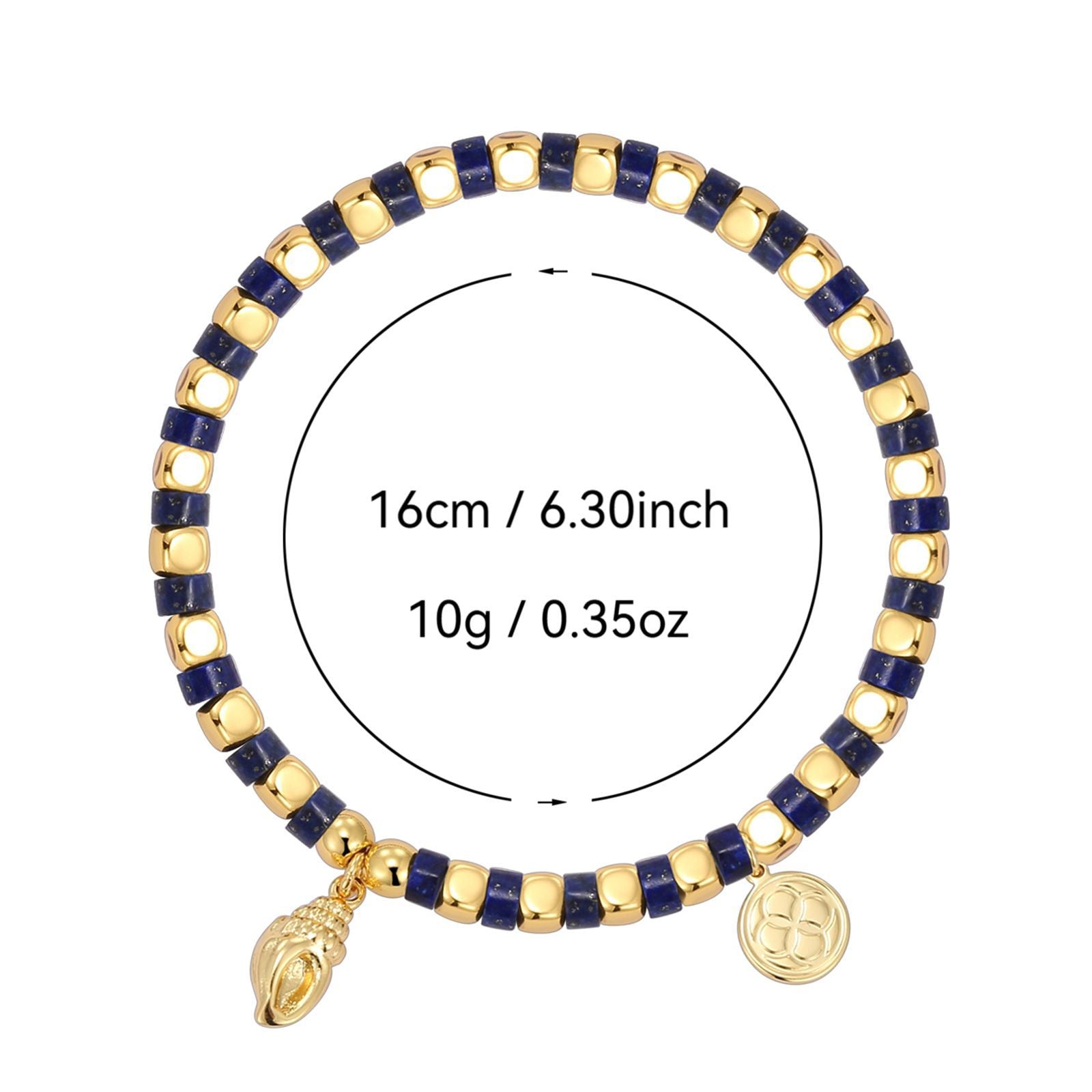 B0250 Vacation Bohemian Conch Copper Plated14k Gold Beaded Ocean New Bracelet