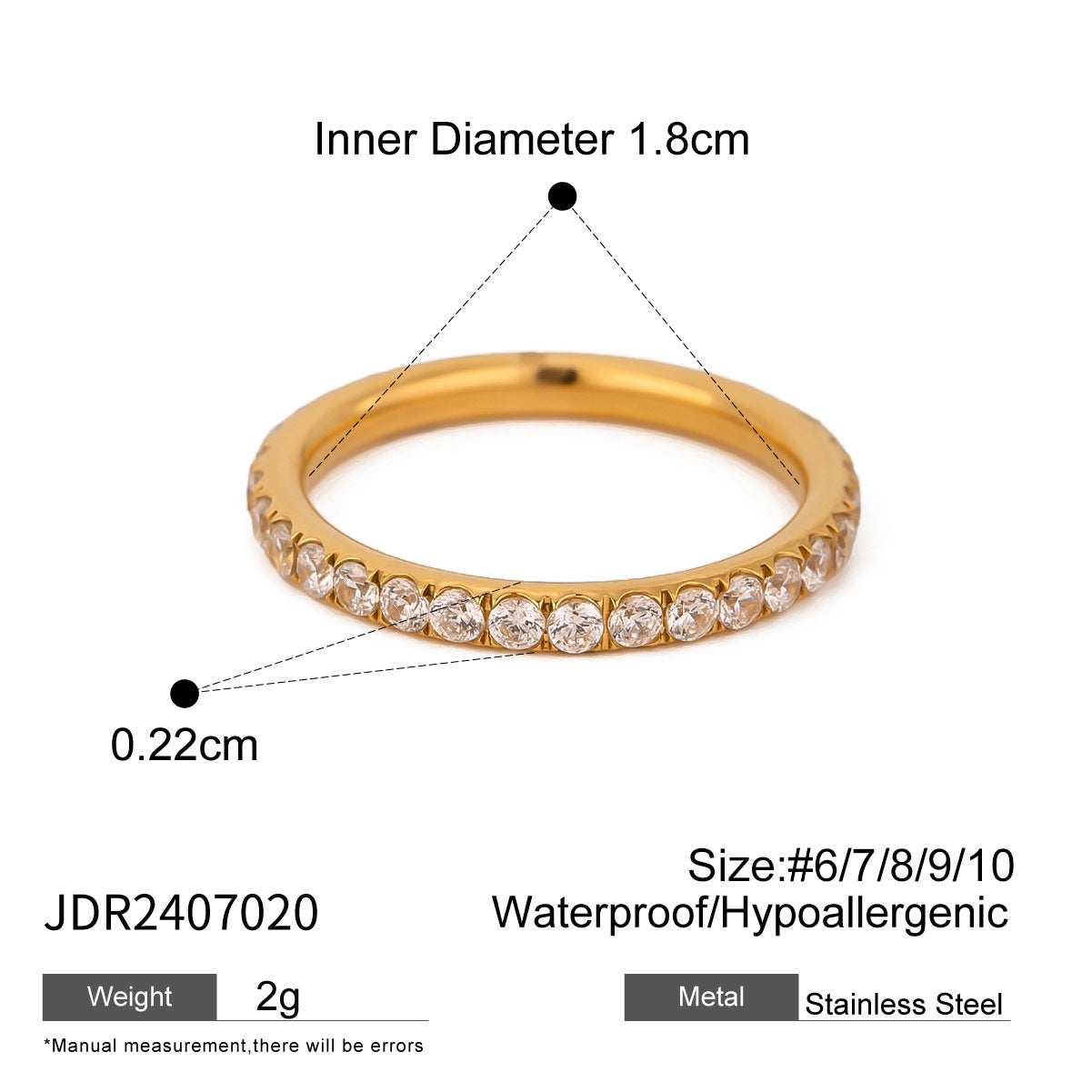 Jewelry Stainless Steel Zircon Ring18krings