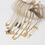 French New Retro Style14K Gold Stainless Steel Necklace Women's Jewelry Fashion Personality Pendant Necklace