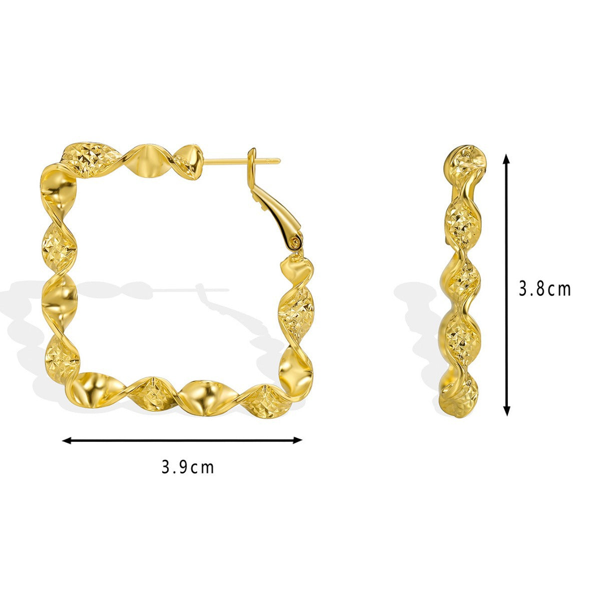 E0572 Modern Minimalist Design Square Earrings for Women Brass Gold-Plated Ear Jewelry