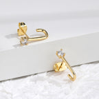 E0272 Elegant and exquisite J Stud Earrings with Shiny Zirconia, Simple and Fashionable Earrings
