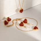 2H Stainless Steel Pearl Earrings Love Heart Stud Earrings Ear Jewelry 18K Gold Plated Jewelry