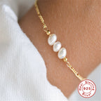 S925 Sterling Silver Imitation Pearl Bracelet With Eco Plating