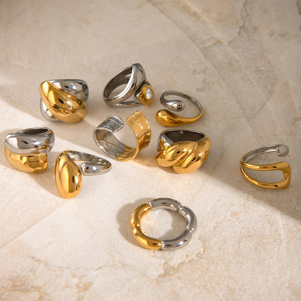 Stainless Steel Flower Ring Jewelry Exaggerated rings