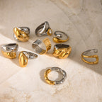 Stainless Steel Flower Ring Jewelry Exaggerated rings