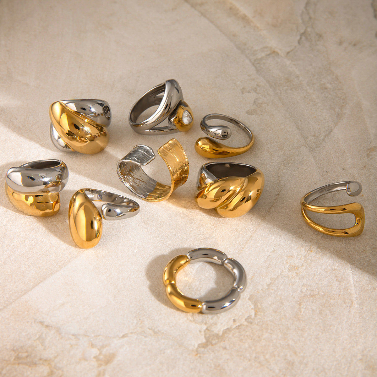 Stainless Steel Flower Ring Jewelry Exaggerated rings