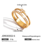 Zirconia Finger Bracelet Stainless Steel Bangle Ring Non-Fading Jewelry for Women